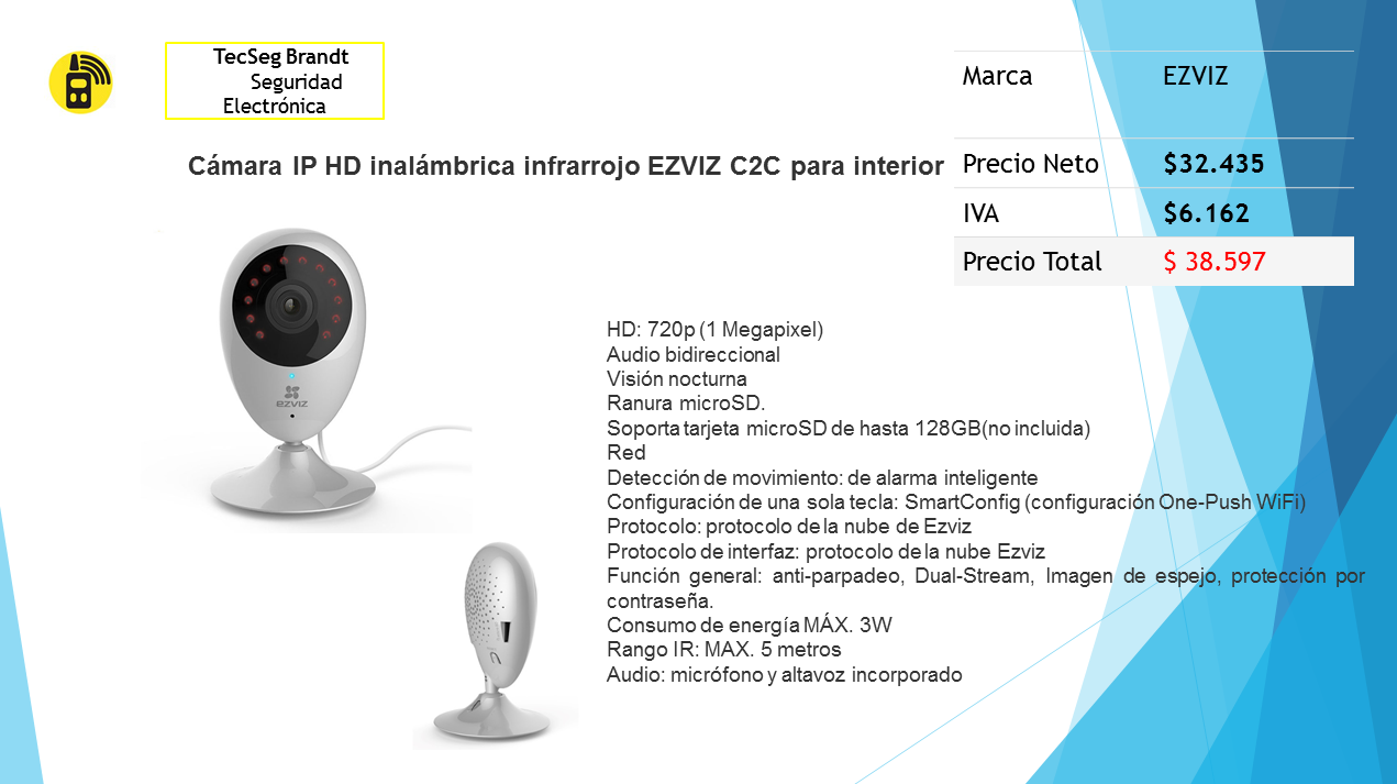 Cámara IP HD Inalámbrica Infrarojo EZVIZ para Interiores