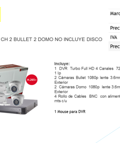 Kit 4 CH 2 Bullet 2 DOMO HIK Vision