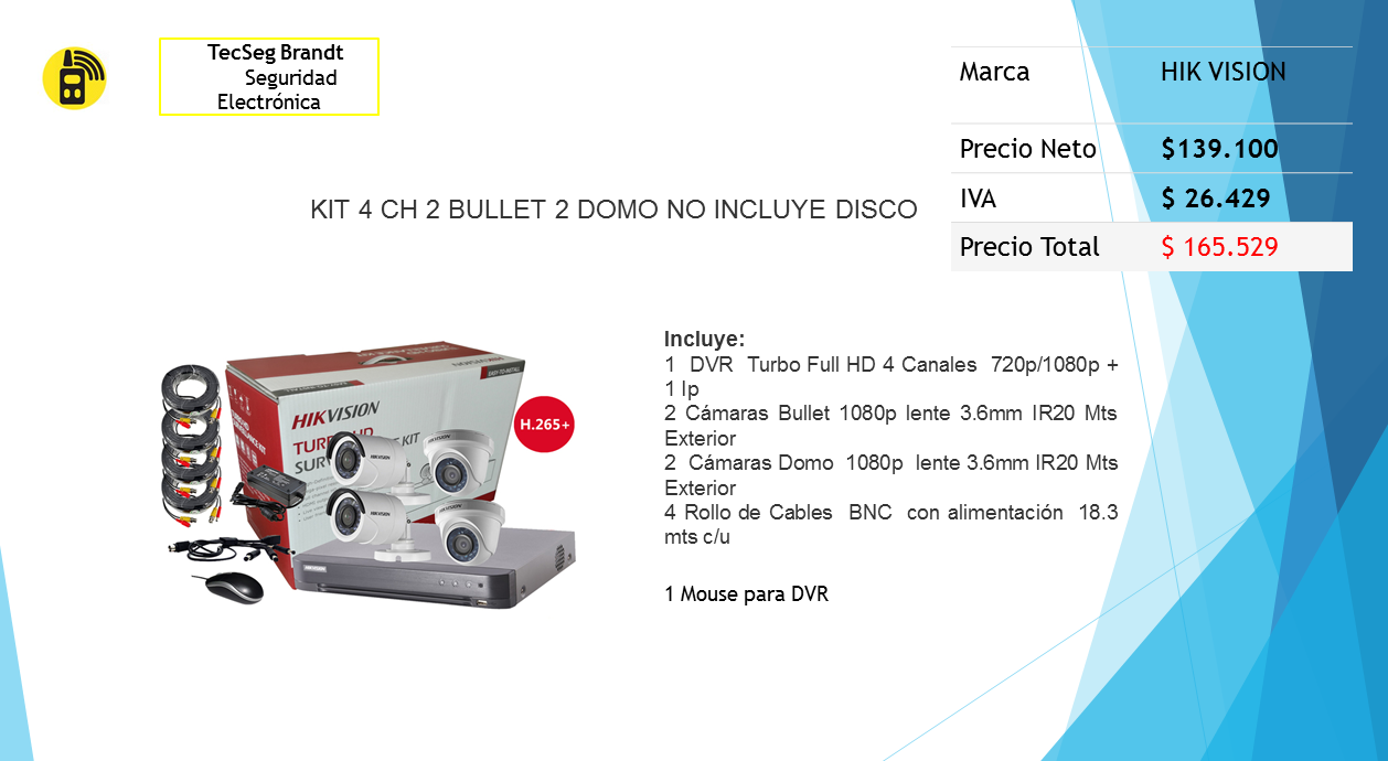Kit 4 CH 2 Bullet 2 DOMO HIK Vision