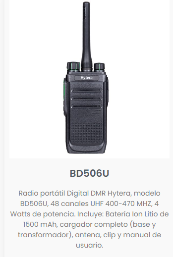 Radio portátil digital DMR Hytera BD506U - Imagen 2